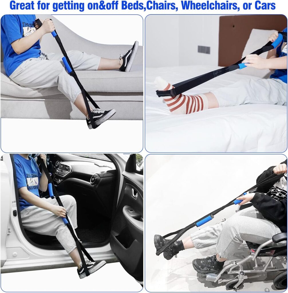 Homymusy Aluminum Leg Lifter Strap, 40 inches with Durable SS304 Foot Loop-Mobility Aid for Disables and Elderly,Durable Tool for HipKnee Surgery Recovery, Black