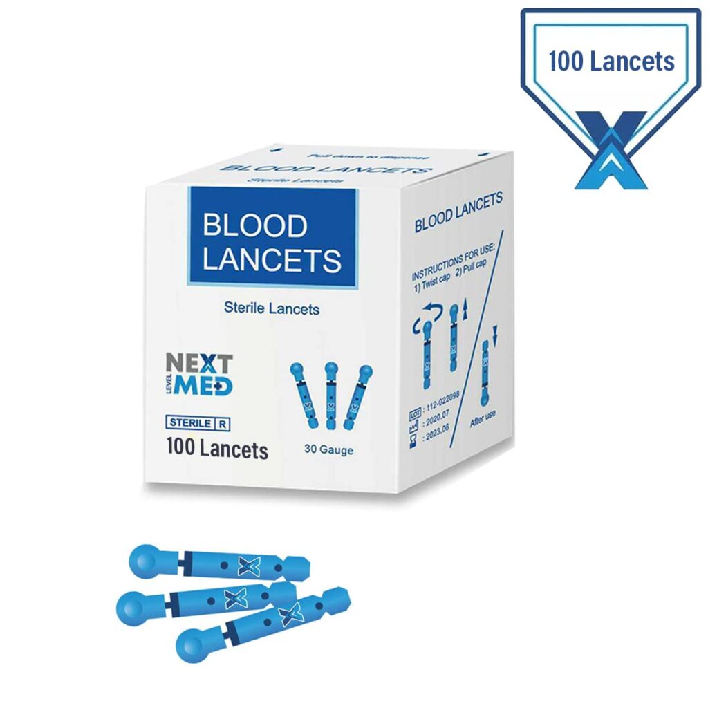 Next-Level-Med Diabetes Testing Kit, Includes 100 Strips, 100 Lancets, 100 Alcohol Swabs, Blood Sugar Test Kit