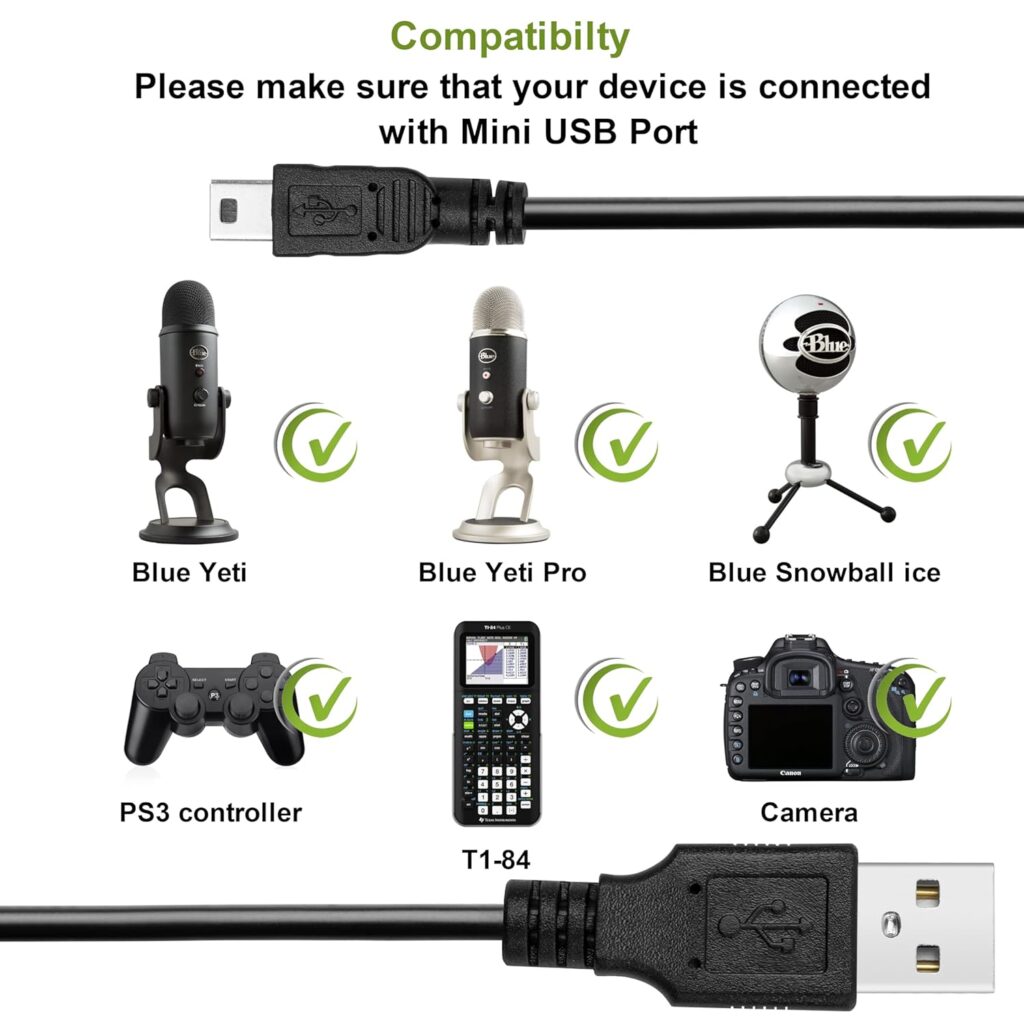 HARBENDI Replacement Charger Cable for OneTouch Verio IQ Blood Glucose Monitoring System Meter - Black USB Charging Cable (Not Compatible with OneTouch Verio Flex Models)