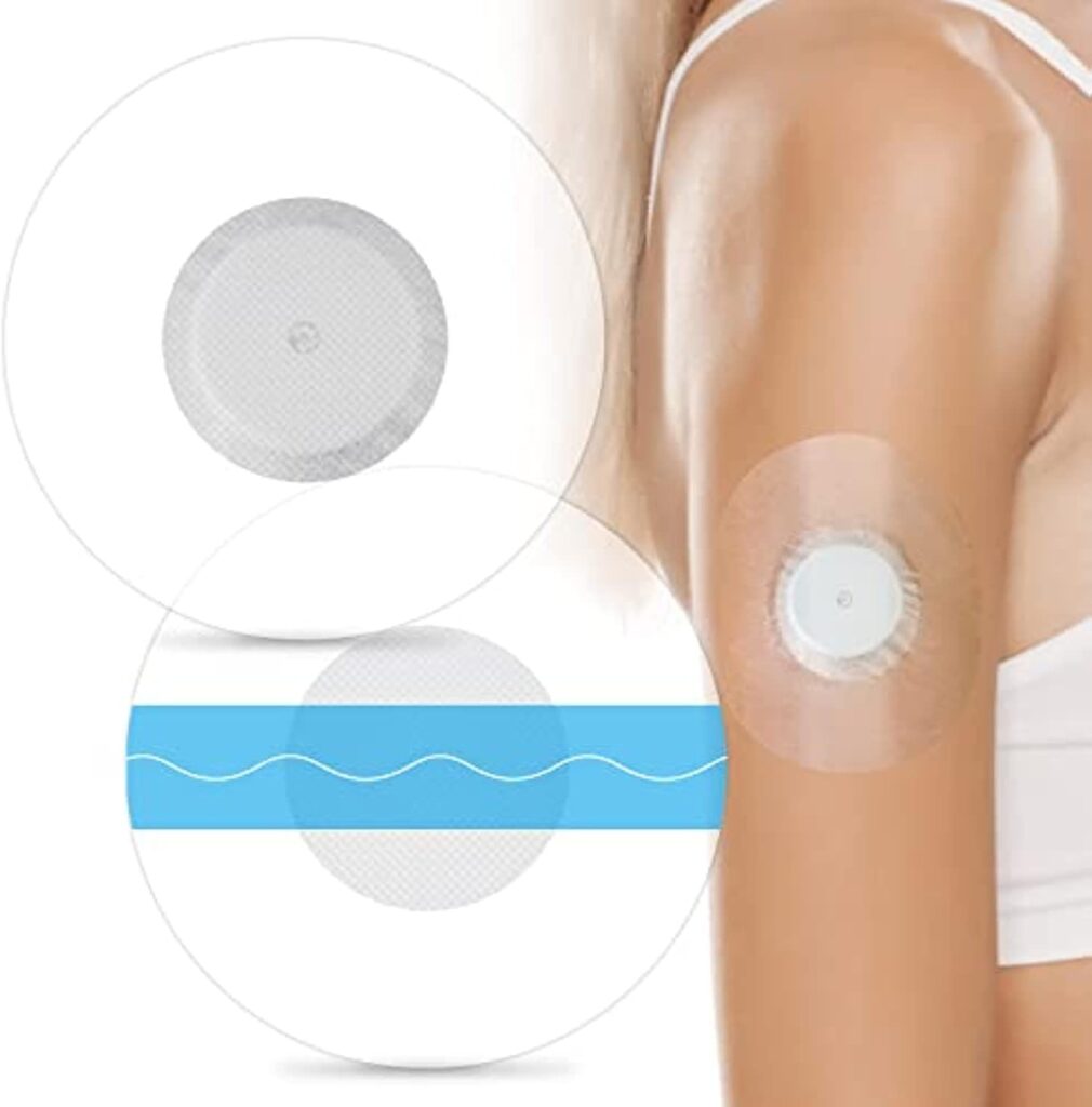 60Pack Libre Sensor Covers Latex-Free Medical Adhesive Patches for Libre 2/3 Precut CGM Tape with No Glue On The Center Waterproof and Strong Stick for Long Stay