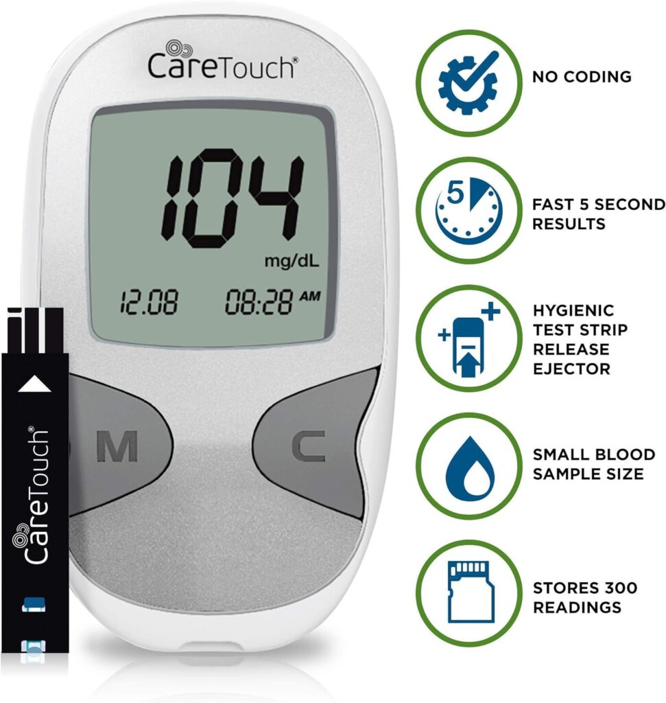 Care Touch Blood Glucose Meter Kit - Diabetes Testing Kit with Glucometer, Test Strips, Lancing Device, Lancets  Travel Case