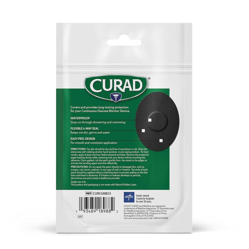 Curad® Kendra Dandy CGM Patches (25-Count) | 3.13 x 4.13 Exclusive Continuous Glucose Monitor Patches | Waterproof and Easy-Peel Continuous Blood Glucose Monitor Patch for Consistent Application