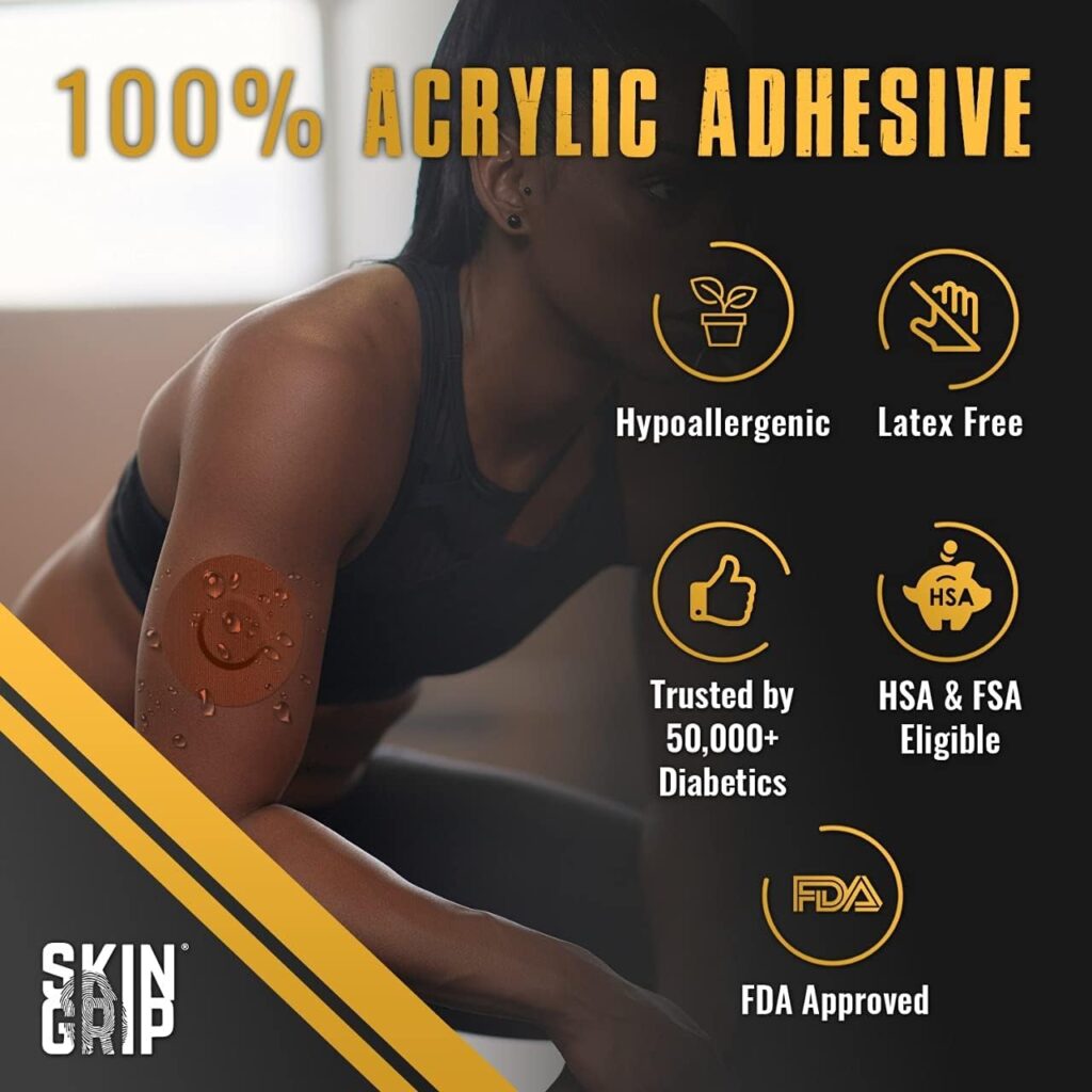 Skin Grip Adhesive Patches for Freestyle Libre 2 – Waterproof  Sweatproof for 10-14 Days, Pre-Cut Adhesive Tape, Continuous Glucose Monitor Sensor Cover – 20 Pack, Chocolate