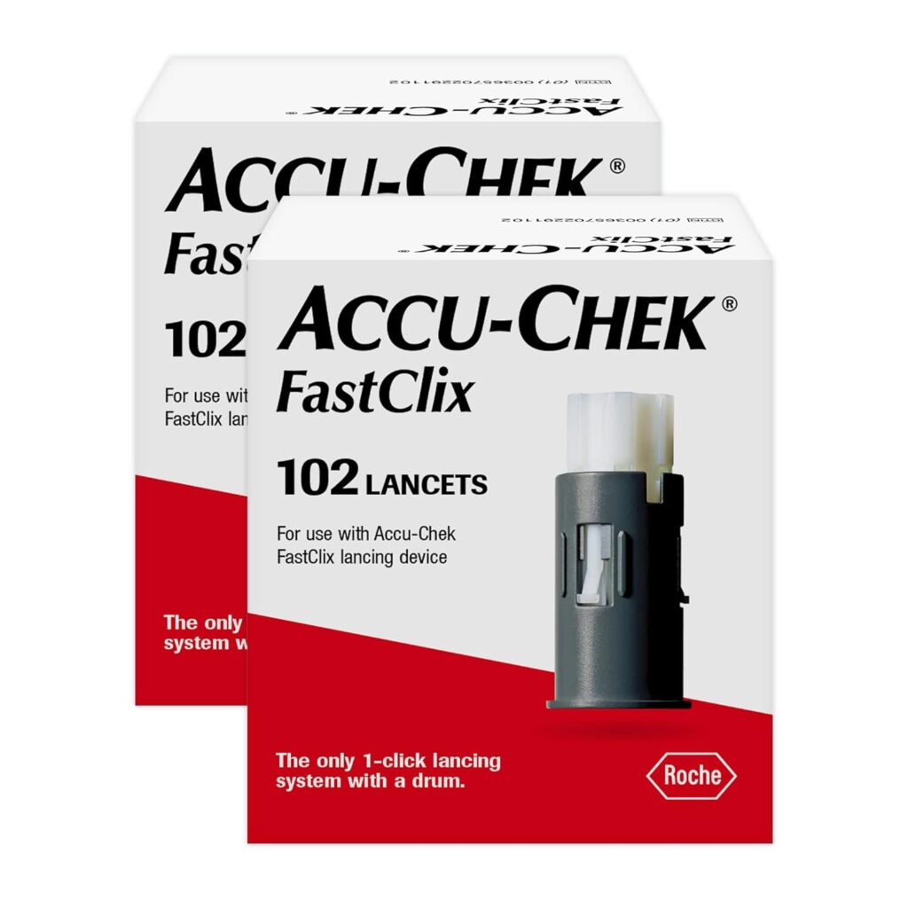 Accu-Chek FastClix Glucose Monitor Kit for Diabetic Blood Sugar Testing: Guide Me Meter, FastClix Lancing Device  108 Lancets, 100 Guide Test Strips, and Control Solution (Packaging May Vary)