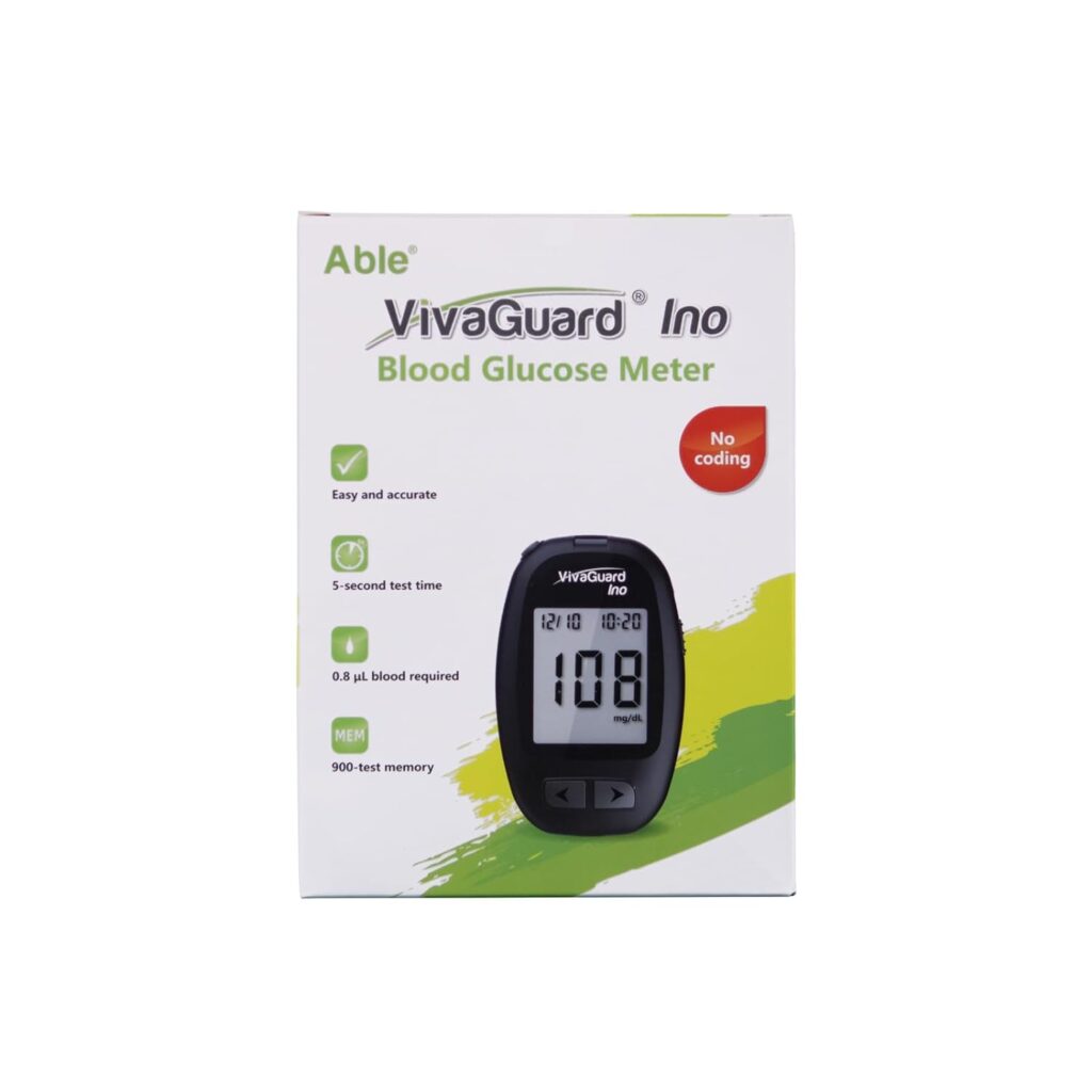 Blood Glucose Monitor - Blood Sugar Test Kit with100 Test Strips,100 Lancets (30G),1 Lancing Device and 1 Glucometer - No Coding, Large Display