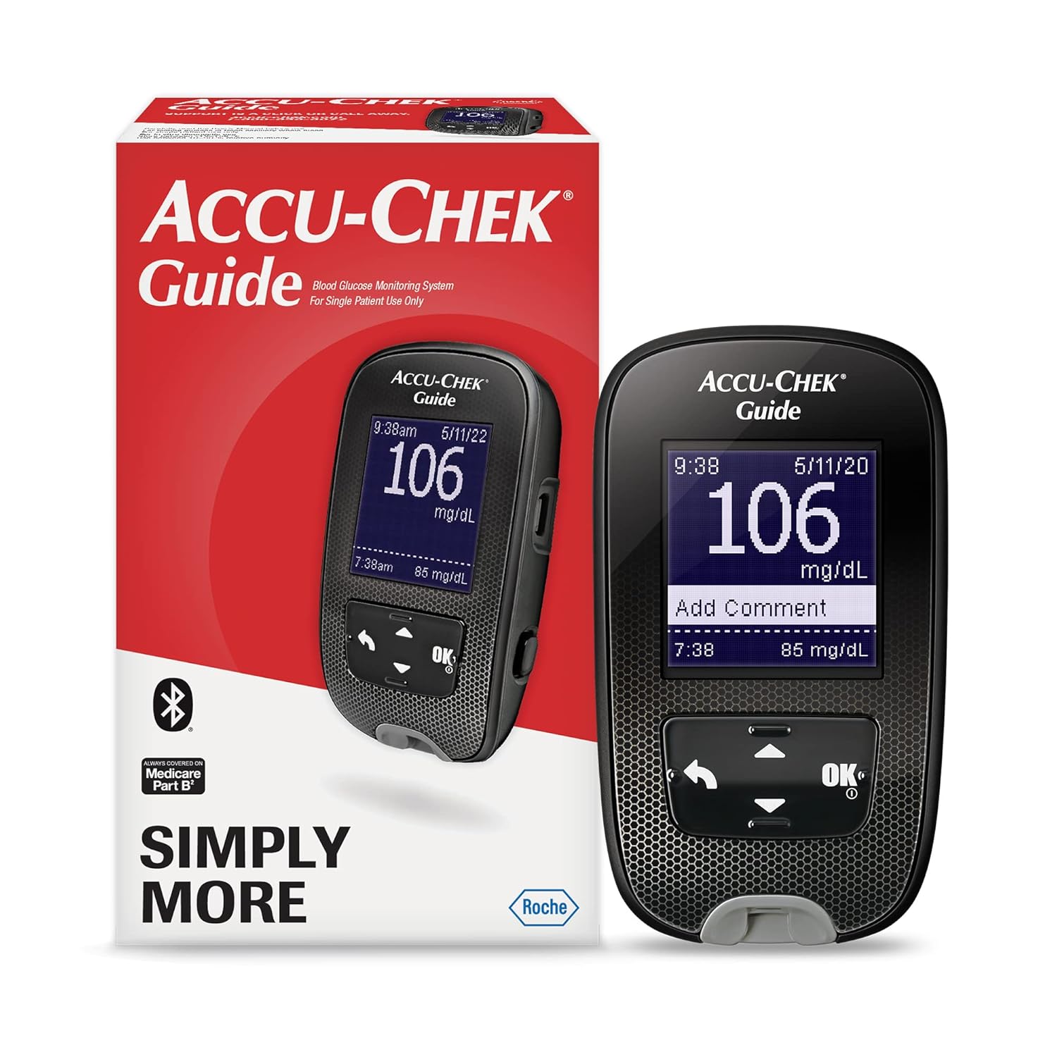 Accu-Chek Guide Glucose Monitor Kit for Diabetic Blood Sugar Testing: Guide Meter, Softclix Lancing Device, and 10 Softclix Lancets